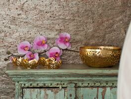 Orchideen als Blumenimpression in der Saunalandschaft Hotel Der Westerhof
